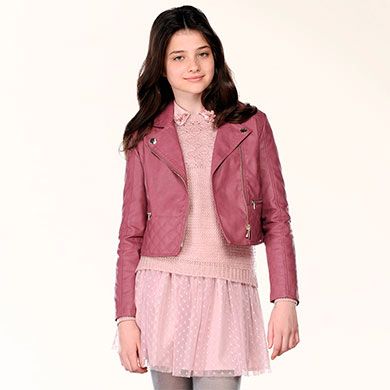 cazadora polipiel rosa