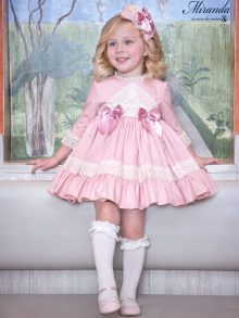 Miranda Textil Vestido Infantil Rosa Encaje Rosa 227/V