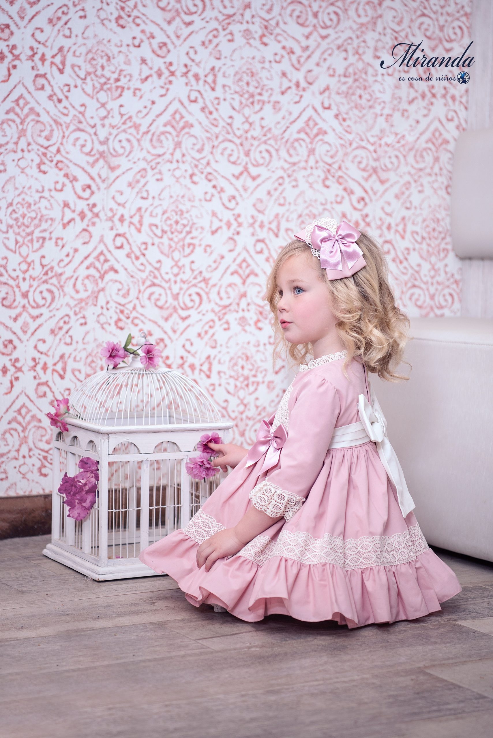 Miranda Textil Vestido Infantil Rosa Encaje Rosa 227/V Miranda Textil Vestido Infantil Rosa Encaje Rosa 227/V