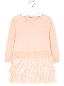 Mayoral VESTIDO NIÑA TRICOT Y PLUMAS ROSA NUDE 4930