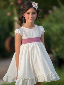 Vestido Ceremonia Niña Eva Martinez Plumeti Beige